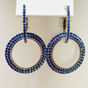 NWT Blue & Silver 2-in-1 Rhinestone Hoop Earrings